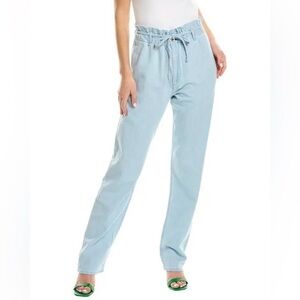 NWT Rag & Bone Paperbag High Waist Straight Leg Pants Light Indigo Linen Size 31